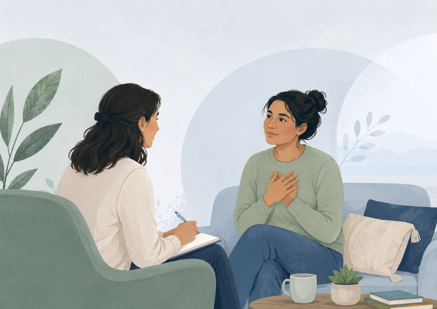 Sesión de acompañamiento emocional entre dos mujeres